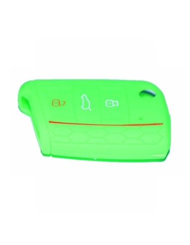 Guscio in Silicone Cover Chiave per Telecomando Volkswagen Golf (Serie 7) Seat Leon 7 Ibiza 7 Skoda Octavia A7 Portachiave Verde