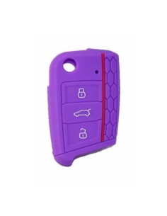 Guscio in Silicone Cover Chiave per Telecomando Volkswagen Golf (Serie 7) Seat Leon 7 Ibiza 7 Skoda Octavia A7 Portachiave Viola