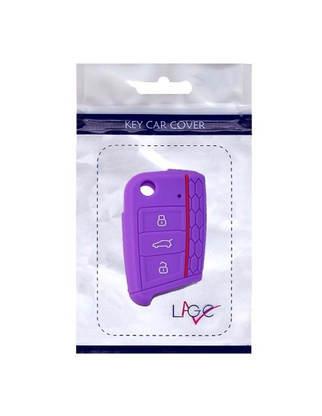 Guscio in Silicone Cover Chiave per Telecomando Volkswagen Golf (Serie 7) Seat Leon 7 Ibiza 7 Skoda Octavia A7 Portachiave Viola