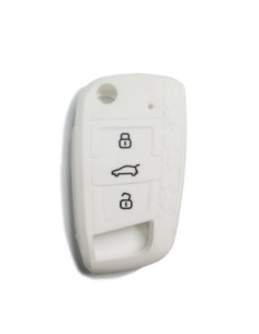 Guscio in Silicone Cover Chiave per Telecomando Volkswagen Golf (Serie 7) Polo Scirocco Seat Leon 7 Ibiza 7 Skoda Octavia A7 Portachiave Integrale Bianco