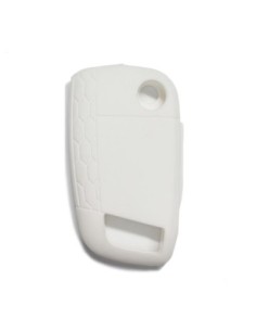 Guscio in Silicone Cover Chiave per Telecomando Volkswagen Golf (Serie 7) Polo Scirocco Seat Leon 7 Ibiza 7 Skoda Octavia A7 Portachiave Integrale Bianco 2