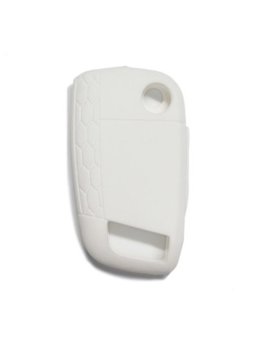 Guscio in Silicone Cover Chiave per Telecomando Volkswagen Golf (Serie 7) Polo Scirocco Seat Leon 7 Ibiza 7 Skoda Octavia A7 Portachiave Integrale Bianco