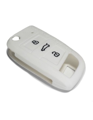 Guscio in Silicone Cover Chiave per Telecomando Volkswagen Golf (Serie 7) Polo Scirocco Seat Leon 7 Ibiza 7 Skoda Octavia A7 Portachiave Integrale Bianco