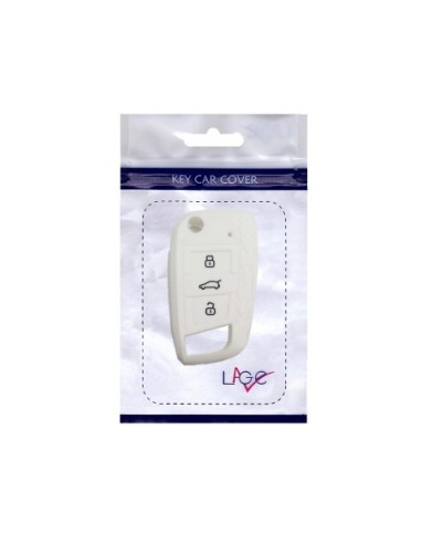 Guscio in Silicone Cover Chiave per Telecomando Volkswagen Golf (Serie 7) Polo Scirocco Seat Leon 7 Ibiza 7 Skoda Octavia A7 Portachiave Integrale Bianco