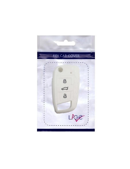 Guscio in Silicone Cover Chiave per Telecomando Volkswagen Golf (Serie 7) Polo Scirocco Seat Leon 7 Ibiza 7 Skoda Octavia A7 Portachiave Integrale Bianco