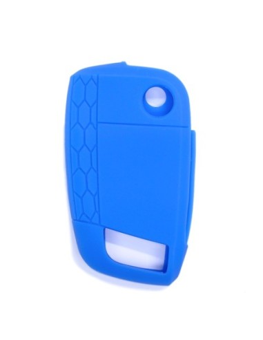 Guscio in Silicone Cover Chiave per Telecomando Volkswagen Golf (Serie 7) Polo Scirocco Seat Leon 7 Ibiza 7 Skoda Octavia A7 Portachiave Integrale Blu