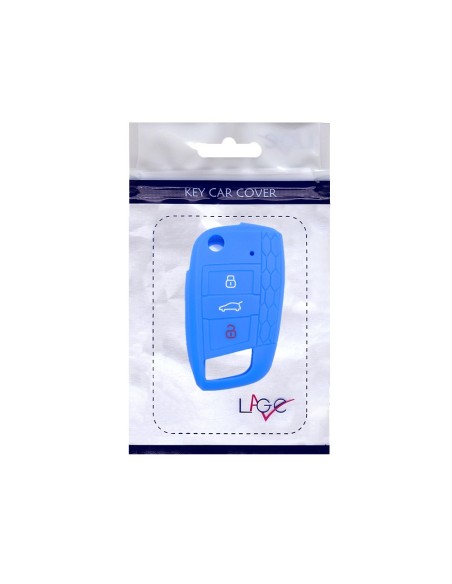 Guscio in Silicone Cover Chiave per Telecomando Volkswagen Golf (Serie 7) Polo Scirocco Seat Leon 7 Ibiza 7 Skoda Octavia A7 Portachiave Integrale Blu