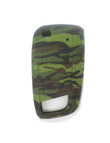 Guscio in Silicone Cover Chiave per Telecomando Volkswagen Golf (Serie 7) Polo Scirocco Seat Leon 7 Ibiza 7 Skoda Octavia A7 Portachiave Integrale Militare Camouflage