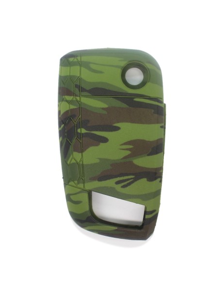 Guscio in Silicone Cover Chiave per Telecomando Volkswagen Golf (Serie 7) Polo Scirocco Seat Leon 7 Ibiza 7 Skoda Octavia A7 Portachiave Integrale Militare Camouflage