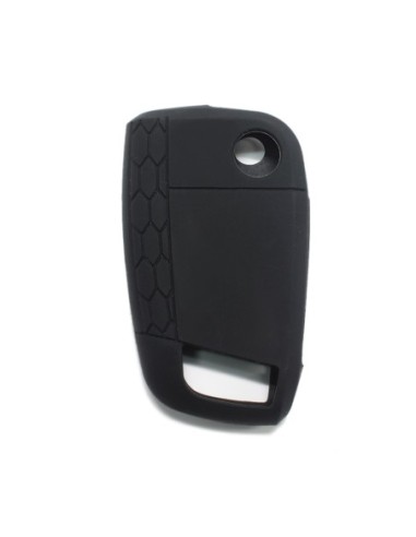 Guscio in Silicone Cover Chiave per Telecomando Volkswagen Golf (Serie 7) Polo Scirocco Seat Leon 7 Ibiza 7 Skoda Octavia A7 Portachiave Integrale Nero