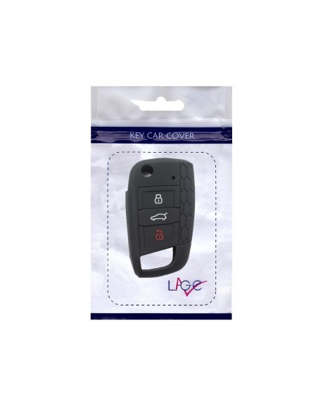 Guscio in Silicone Cover Chiave per Telecomando Volkswagen Golf (Serie 7) Polo Scirocco Seat Leon 7 Ibiza 7 Skoda Octavia A7 Portachiave Integrale Nero