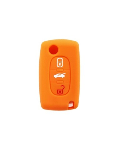 Guscio in Silicone Cover Chiave per Telecomando Peugeot 106 107 206 207 307 308 407 408 409 607 Portachiave Arancione