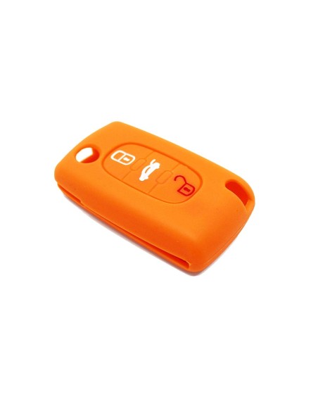 Guscio in Silicone Cover Chiave per Telecomando Peugeot 106 107 206 207 307 308 407 408 409 607 Portachiave Arancione