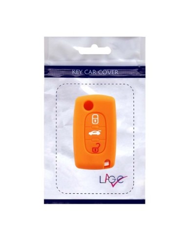 Guscio in Silicone Cover Chiave per Telecomando Peugeot 106 107 206 207 307 308 407 408 409 607 Portachiave Arancione