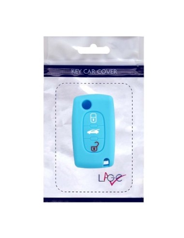 Guscio in Silicone Cover Chiave per Telecomando Peugeot 106 107 206 207 307 308 407 408 409 607 Portachiave Azzurro