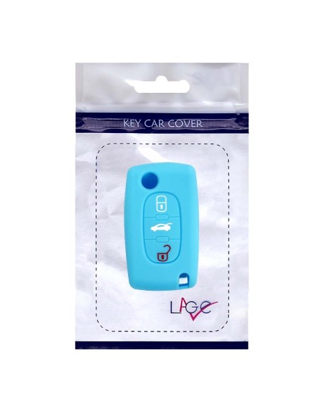 Guscio in Silicone Cover Chiave per Telecomando Peugeot 106 107 206 207 307 308 407 408 409 607 Portachiave Azzurro