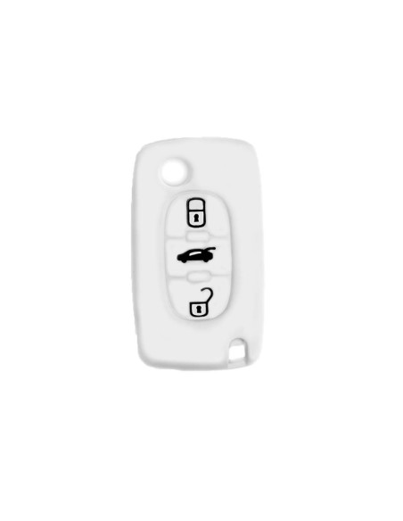 Guscio in Silicone Cover Chiave per Telecomando Peugeot 106 107 206 207 307 308 407 408 409 607 Portachiave Bianco