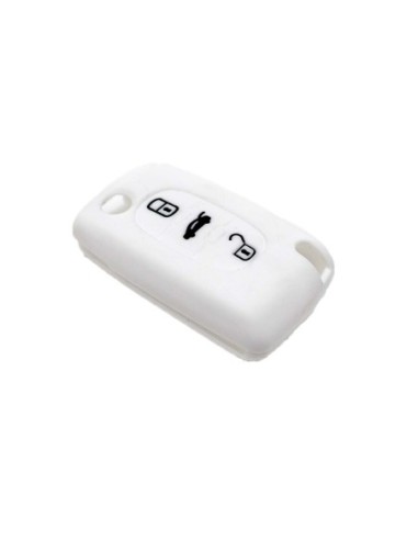 Guscio in Silicone Cover Chiave per Telecomando Peugeot 106 107 206 207 307 308 407 408 409 607 Portachiave Bianco