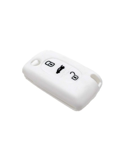 Guscio in Silicone Cover Chiave per Telecomando Peugeot 106 107 206 207 307 308 407 408 409 607 Portachiave Bianco
