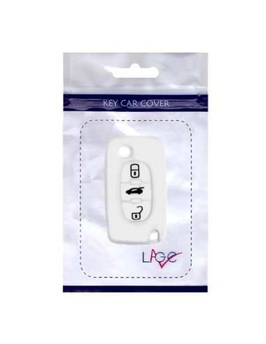 Guscio in Silicone Cover Chiave per Telecomando Peugeot 106 107 206 207 307 308 407 408 409 607 Portachiave Bianco