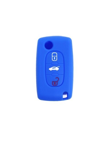 Guscio in Silicone Cover Chiave per Telecomando Peugeot 106 107 206 207 307 308 407 408 409 607 Portachiave Blu