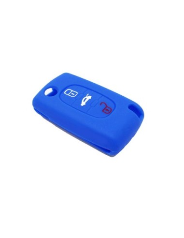 Guscio in Silicone Cover Chiave per Telecomando Peugeot 106 107 206 207 307 308 407 408 409 607 Portachiave Blu