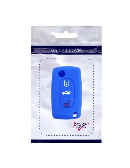 Guscio in Silicone Cover Chiave per Telecomando Peugeot 106 107 206 207 307 308 407 408 409 607 Portachiave Blu
