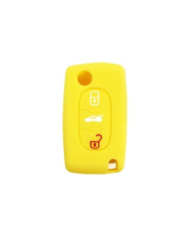 Guscio in Silicone Cover Chiave per Telecomando Peugeot 106 107 206 207 307 308 407 408 409 607 Portachiave Giallo