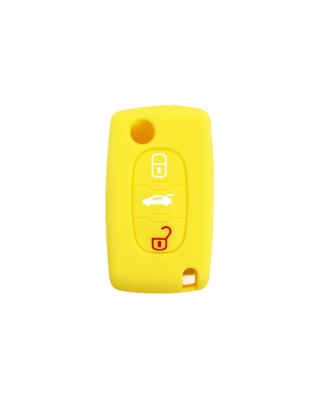 Guscio in Silicone Cover Chiave per Telecomando Peugeot 106 107 206 207 307 308 407 408 409 607 Portachiave Giallo