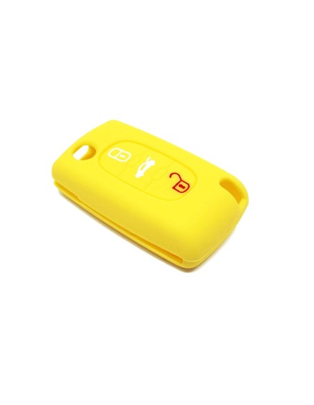 Guscio in Silicone Cover Chiave per Telecomando Peugeot 106 107 206 207 307 308 407 408 409 607 Portachiave Giallo