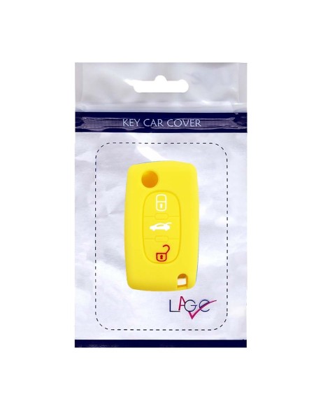 Guscio in Silicone Cover Chiave per Telecomando Peugeot 106 107 206 207 307 308 407 408 409 607 Portachiave Giallo