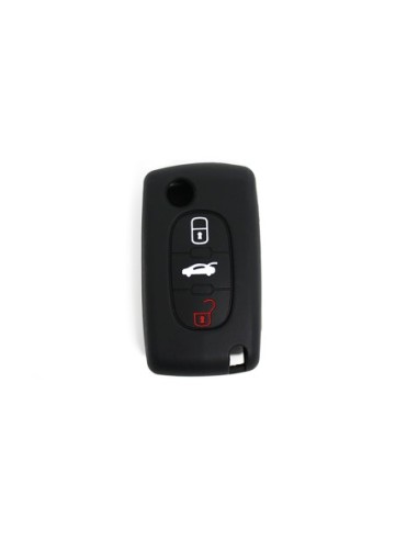 Guscio in Silicone Cover Chiave per Telecomando Peugeot 107 207 307 407 607 308 409 Portachiave Nero