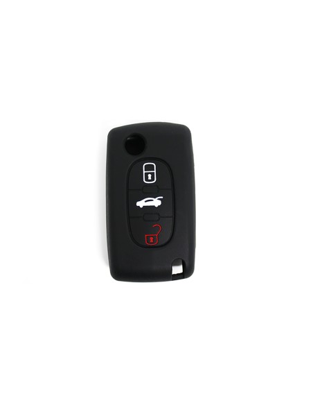 Guscio in Silicone Cover Chiave per Telecomando Peugeot 107 207 307 407 607 308 409 Portachiave Nero