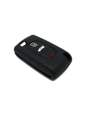 Guscio in Silicone Cover Chiave per Telecomando Peugeot 107 207 307 407 607 308 409 Portachiave Nero
