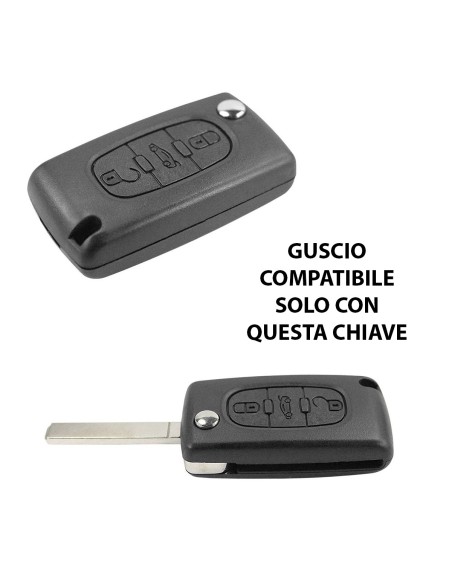 Guscio in Silicone Cover Chiave per Telecomando Peugeot 107 207 307 407 607 308 409 Portachiave Nero
