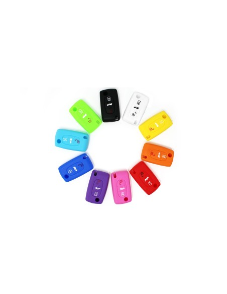 Guscio in Silicone Cover Chiave per Telecomando Peugeot 107 207 307 407 607 308 409 Portachiave Nero