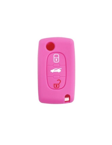 Guscio in Silicone Cover Chiave per Telecomando Peugeot 106 107 206 207 307 308 407 408 409 607 Portachiave Rosa