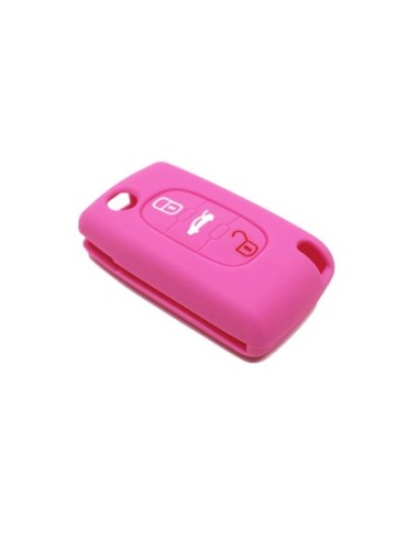 Guscio in Silicone Cover Chiave per Telecomando Peugeot 106 107 206 207 307 308 407 408 409 607 Portachiave Rosa