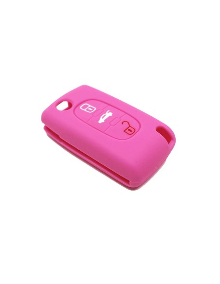 Guscio in Silicone Cover Chiave per Telecomando Peugeot 106 107 206 207 307 308 407 408 409 607 Portachiave Rosa