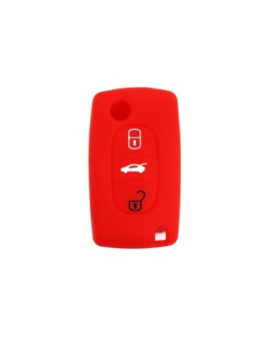 Guscio in Silicone Cover Chiave per Telecomando Peugeot 106 107 206 207 307 308 407 408 409 607 Portachiave Rosso