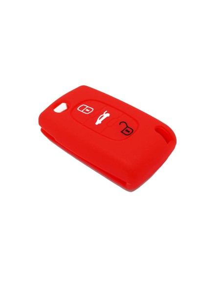 Guscio in Silicone Cover Chiave per Telecomando Peugeot 106 107 206 207 307 308 407 408 409 607 Portachiave Rosso