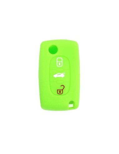 Guscio in Silicone Cover Chiave per Telecomando Peugeot 106 107 206 207 307 308 407 408 409 607 Portachiave Verde