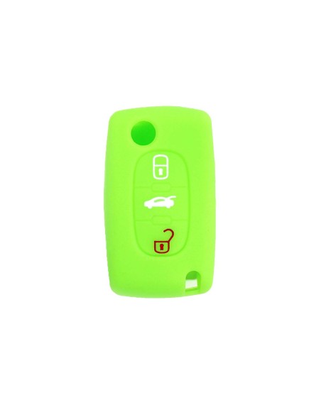 Guscio in Silicone Cover Chiave per Telecomando Peugeot 106 107 206 207 307 308 407 408 409 607 Portachiave Verde