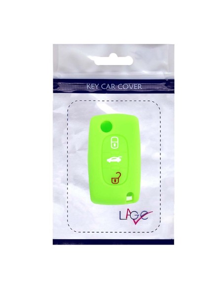 Guscio in Silicone Cover Chiave per Telecomando Peugeot 106 107 206 207 307 308 407 408 409 607 Portachiave Verde