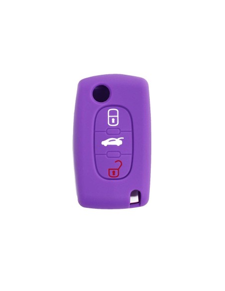 Guscio in Silicone Cover Chiave per Telecomando Peugeot 106 107 206 207 307 308 407 408 409 607 Portachiave Viola