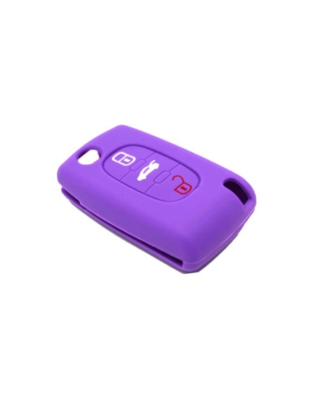 Guscio in Silicone Cover Chiave per Telecomando Peugeot 106 107 206 207 307 308 407 408 409 607 Portachiave Viola