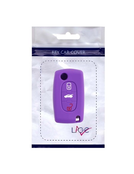 Guscio in Silicone Cover Chiave per Telecomando Peugeot 106 107 206 207 307 308 407 408 409 607 Portachiave Viola