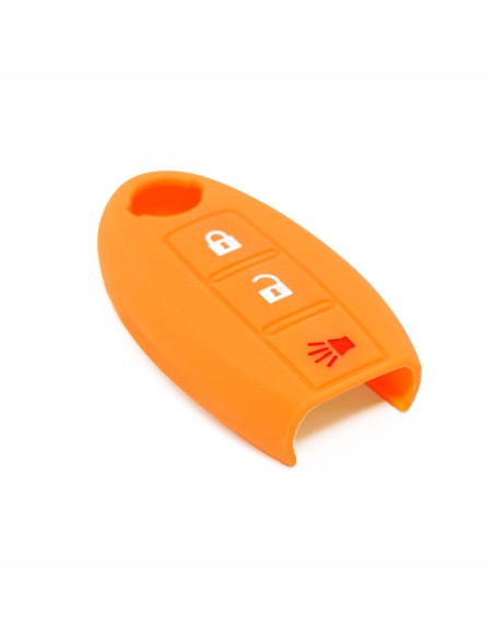 Guscio in Silicone Cover Chiave per Telecomando Nissan Qashqai Micra Juke Murano X-Trail Almera Vari Modelli Portachiave Arancione