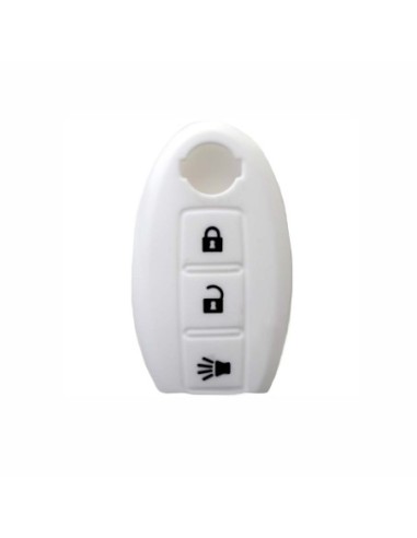 Guscio in Silicone Cover Chiave per Telecomando Nissan Qashqai Micra Juke Murano X-Trail Almera Vari Modelli Portachiave Bianco