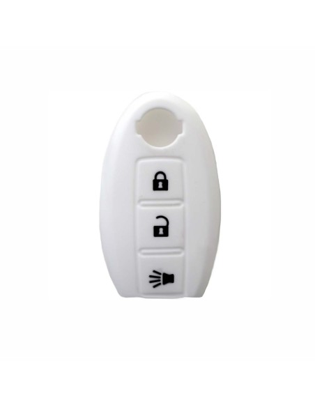 Guscio in Silicone Cover Chiave per Telecomando Nissan Qashqai Micra Juke Murano X-Trail Almera Vari Modelli Portachiave Bianco